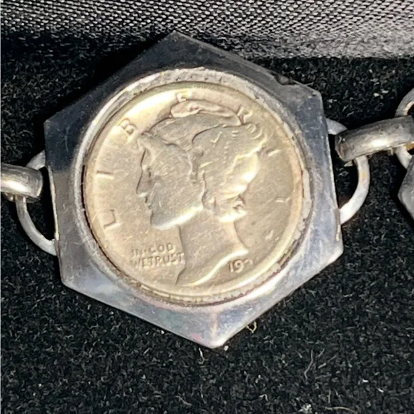 Vintage Liberty Head Mercury Dime Silver CoinLink Vintage Coin Bracelet - Picture 6 of 13